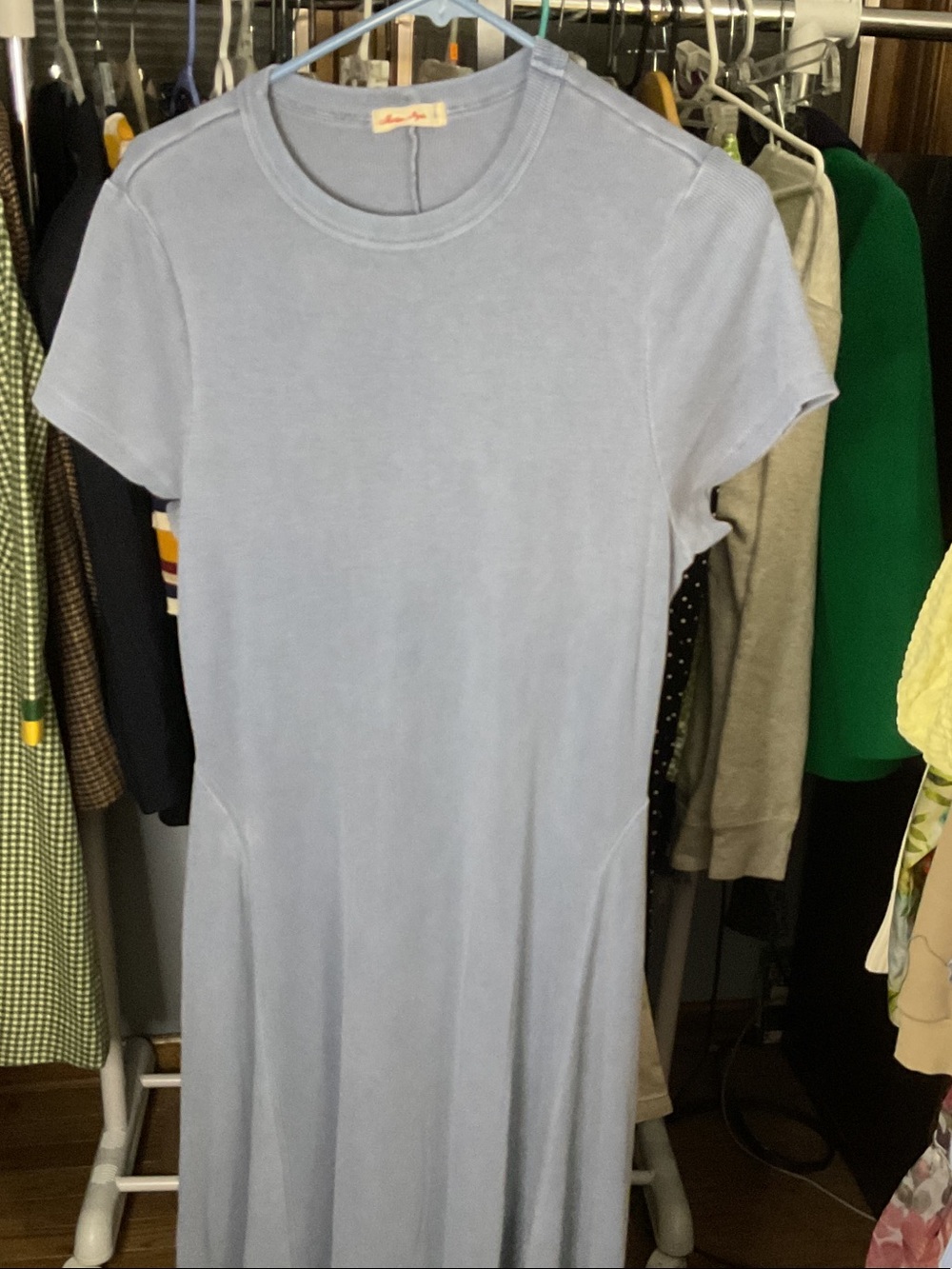 Marine Layer Pale Blue Short Sleeve Knit Tunic Dress